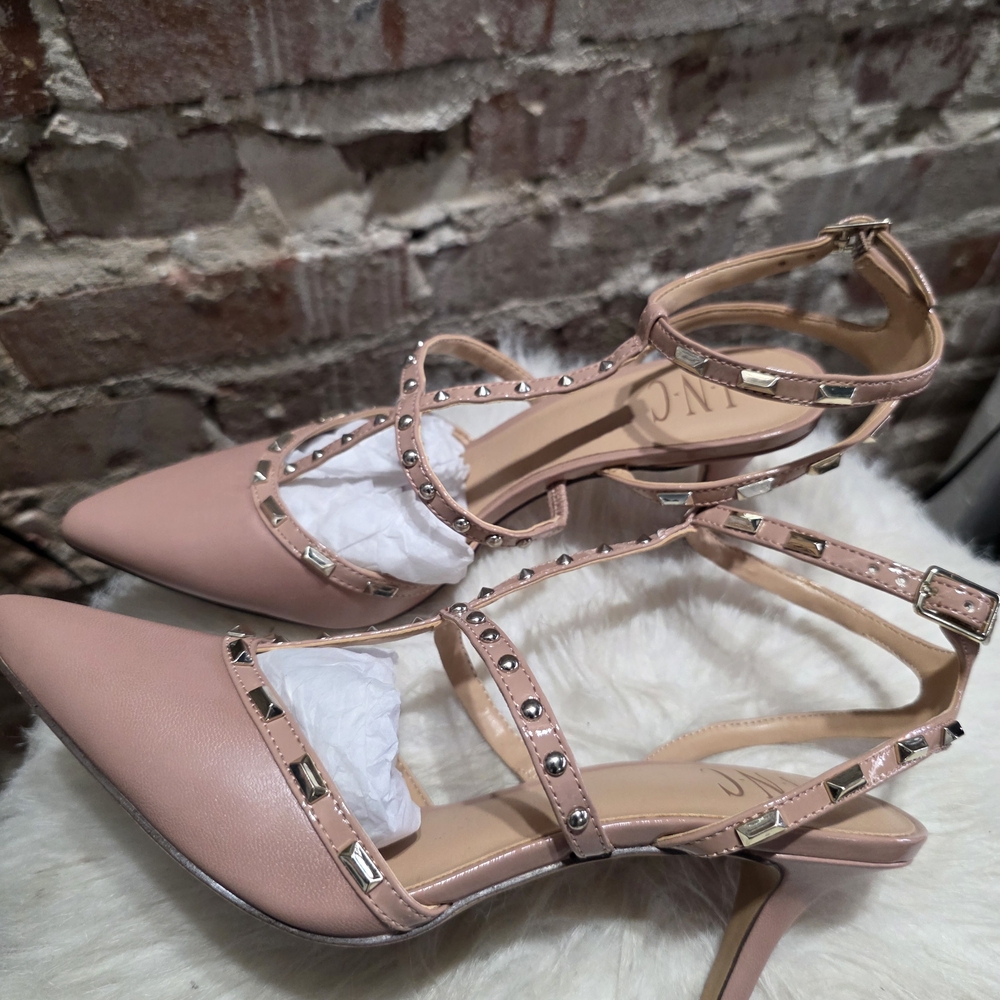 INC International Concepts Blush Studded Heels - Picture 5 of 6